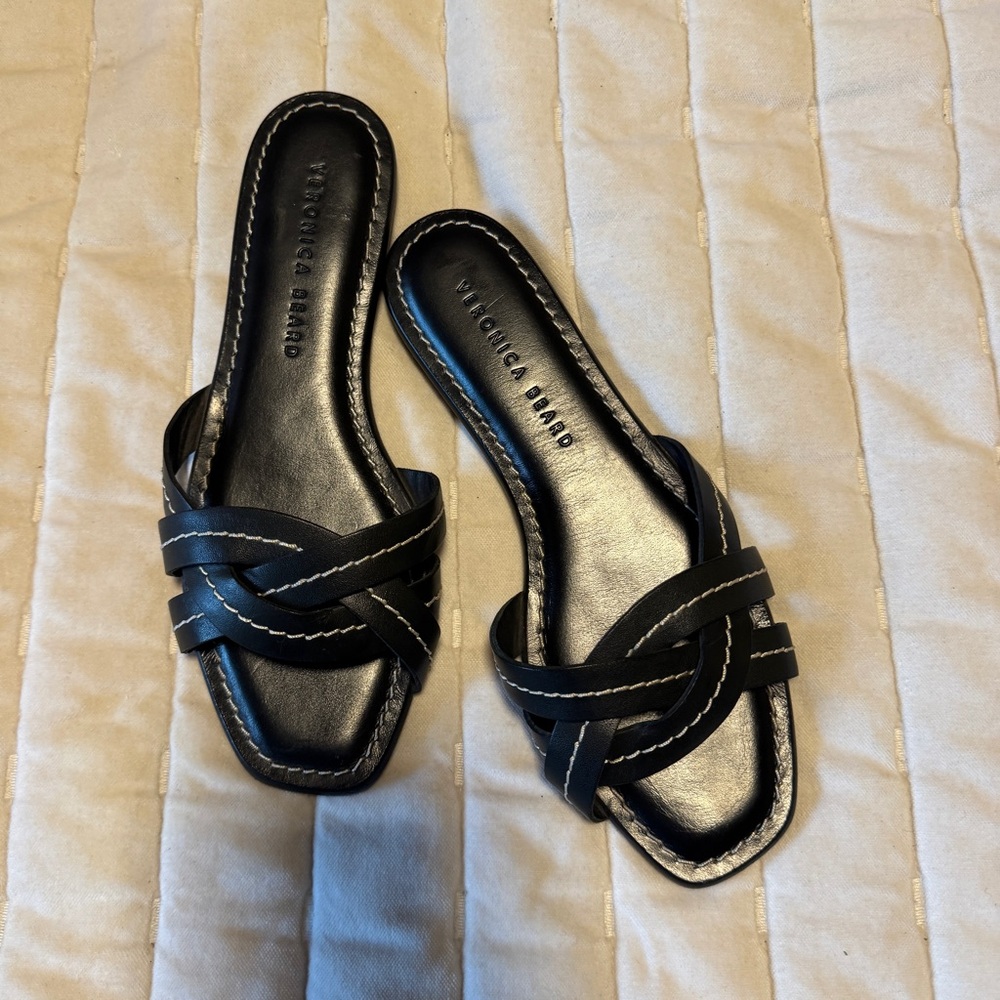 Veronica Beard Black Crisscross Sandals